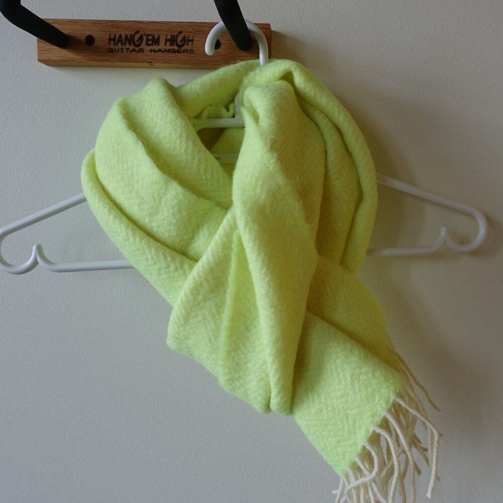 J.Crew JCrew neon chevron yellow scarf with fringe wool-blend